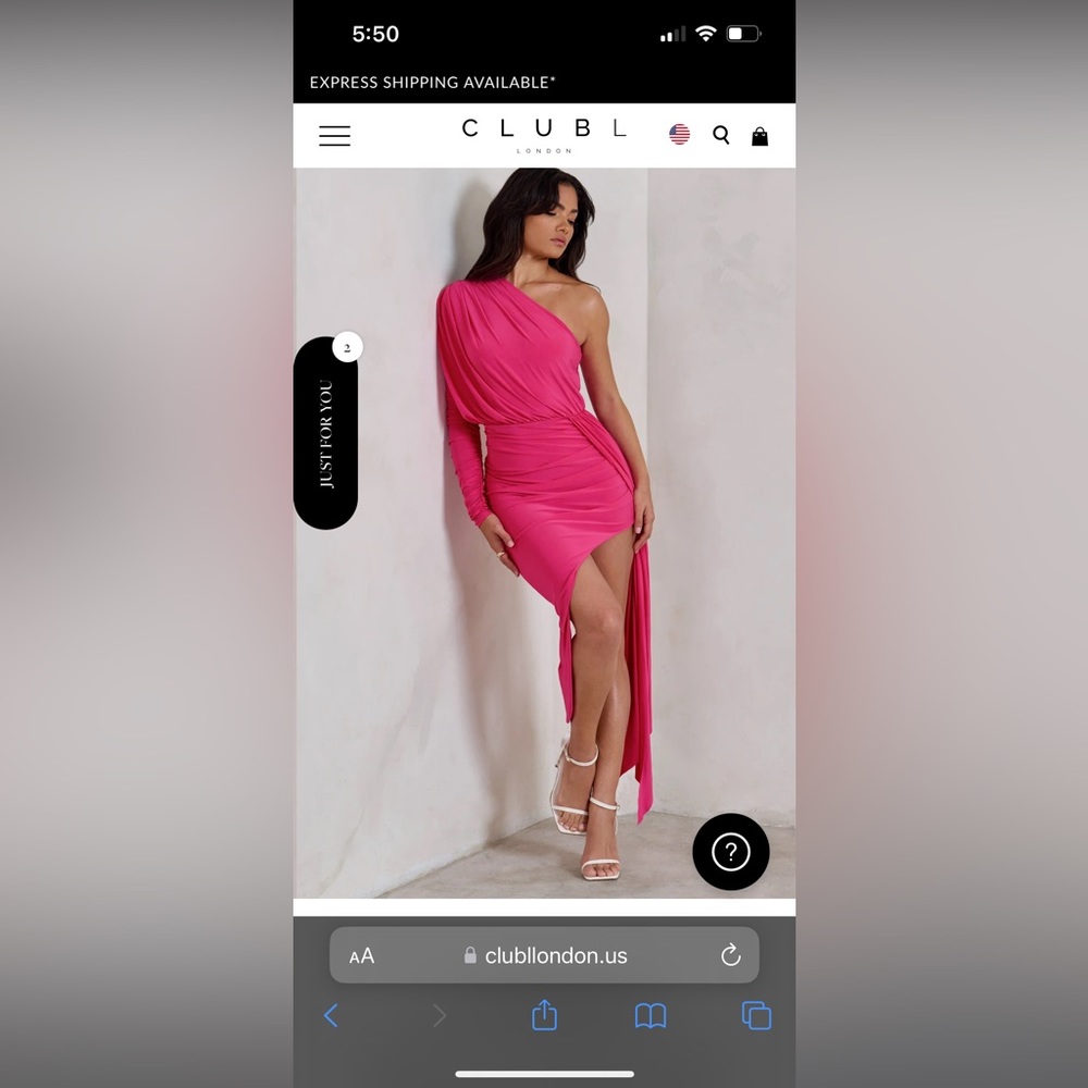 HOT PINK ASYMMETRIC MIDI DRESS WITH STATEMENT DRAPE